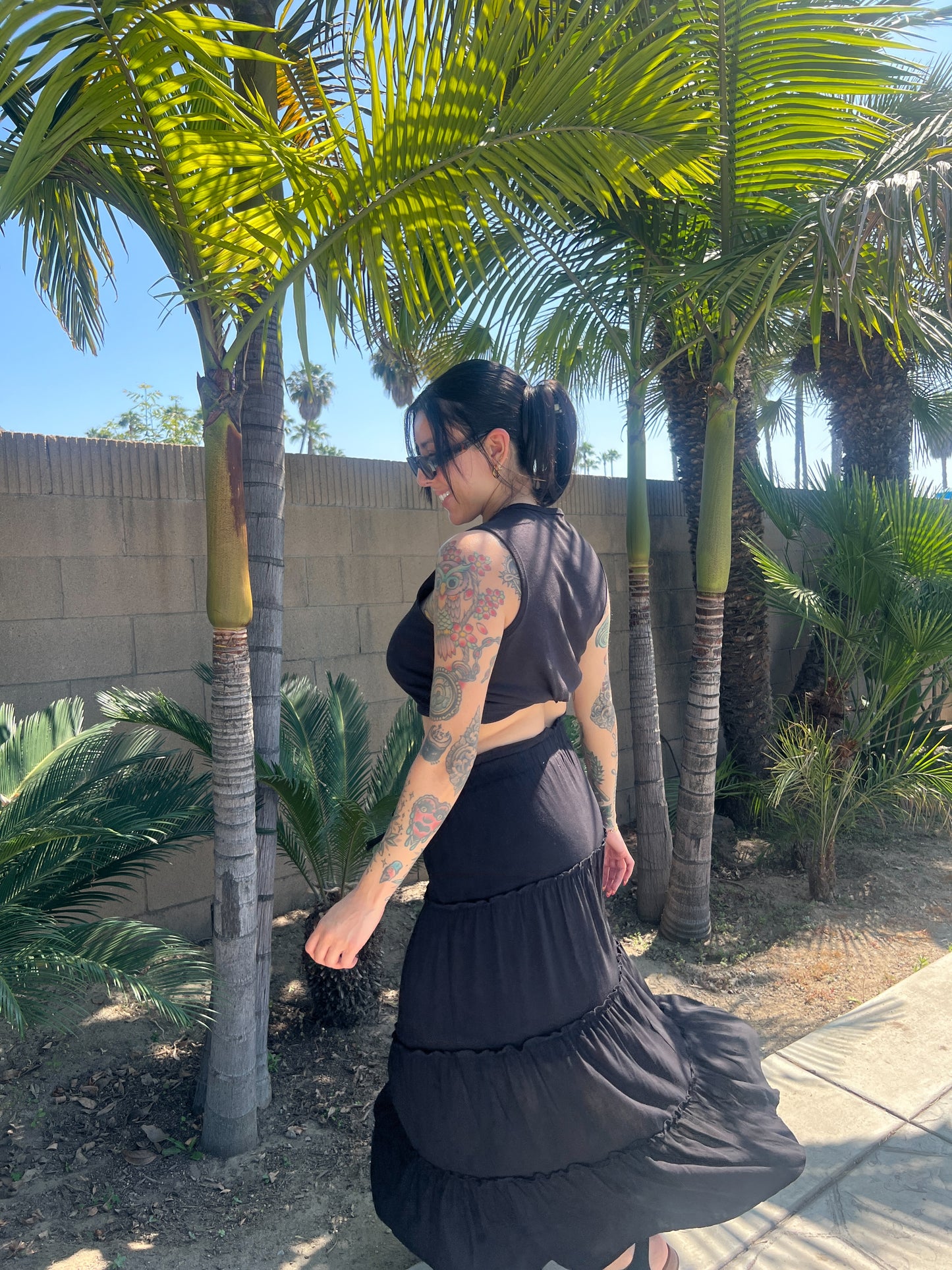 “Go with the Flow“ (Black) maxi skirt