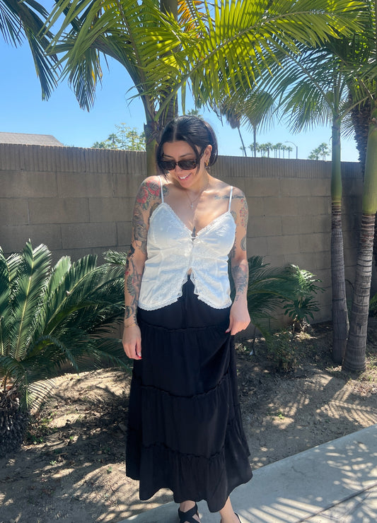 “Go with the Flow“ (Black) maxi skirt