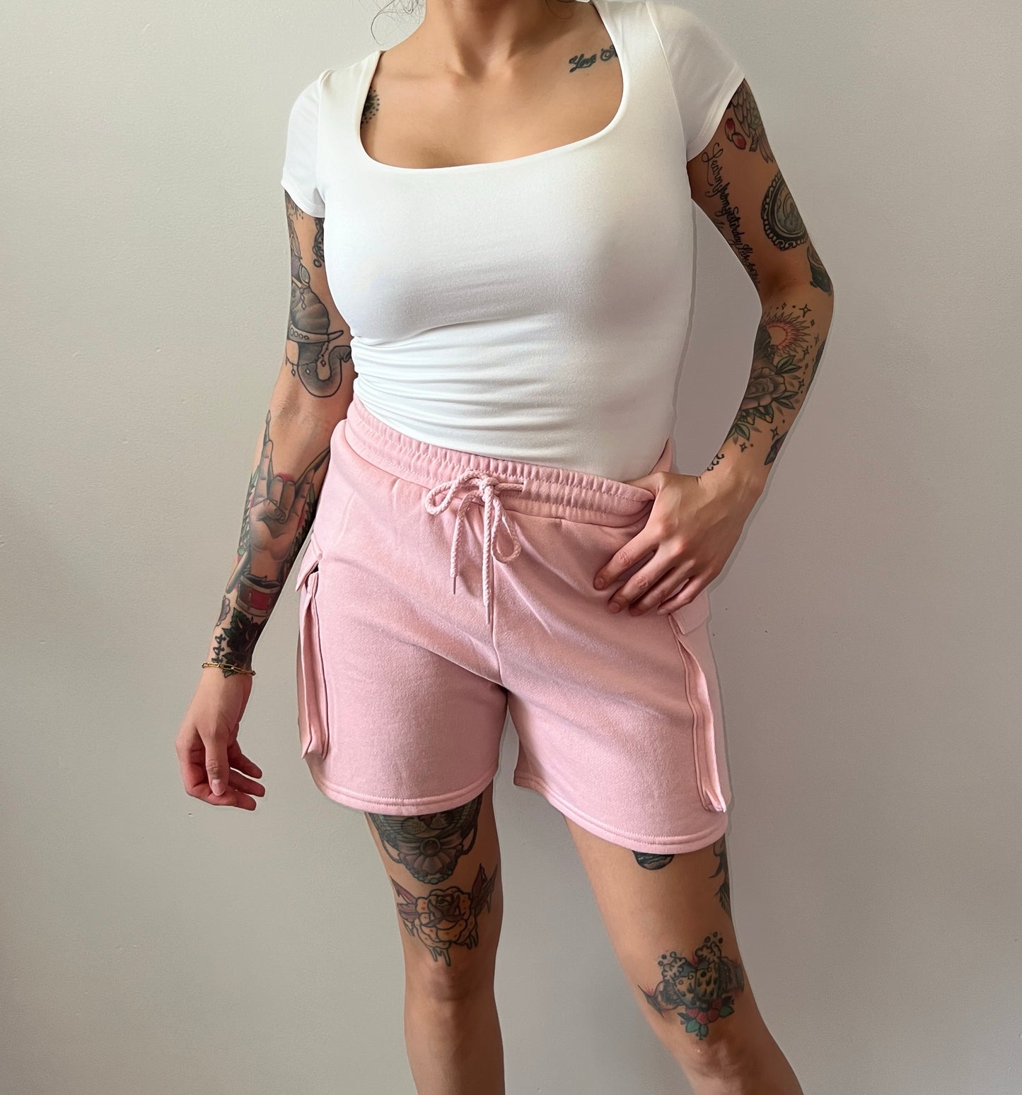 "Jadyn" (Pink) cargo shorts