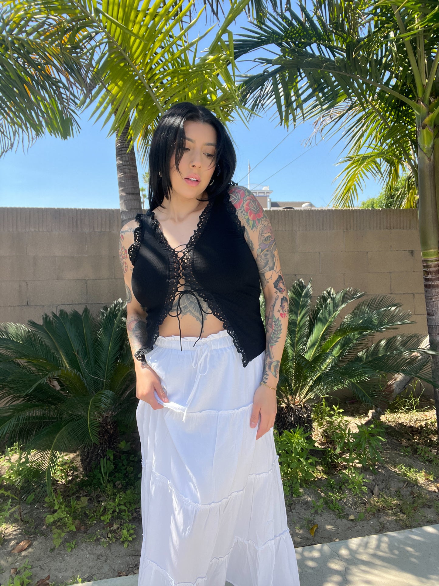 “Go with the Flow“ (White) maxi skirt