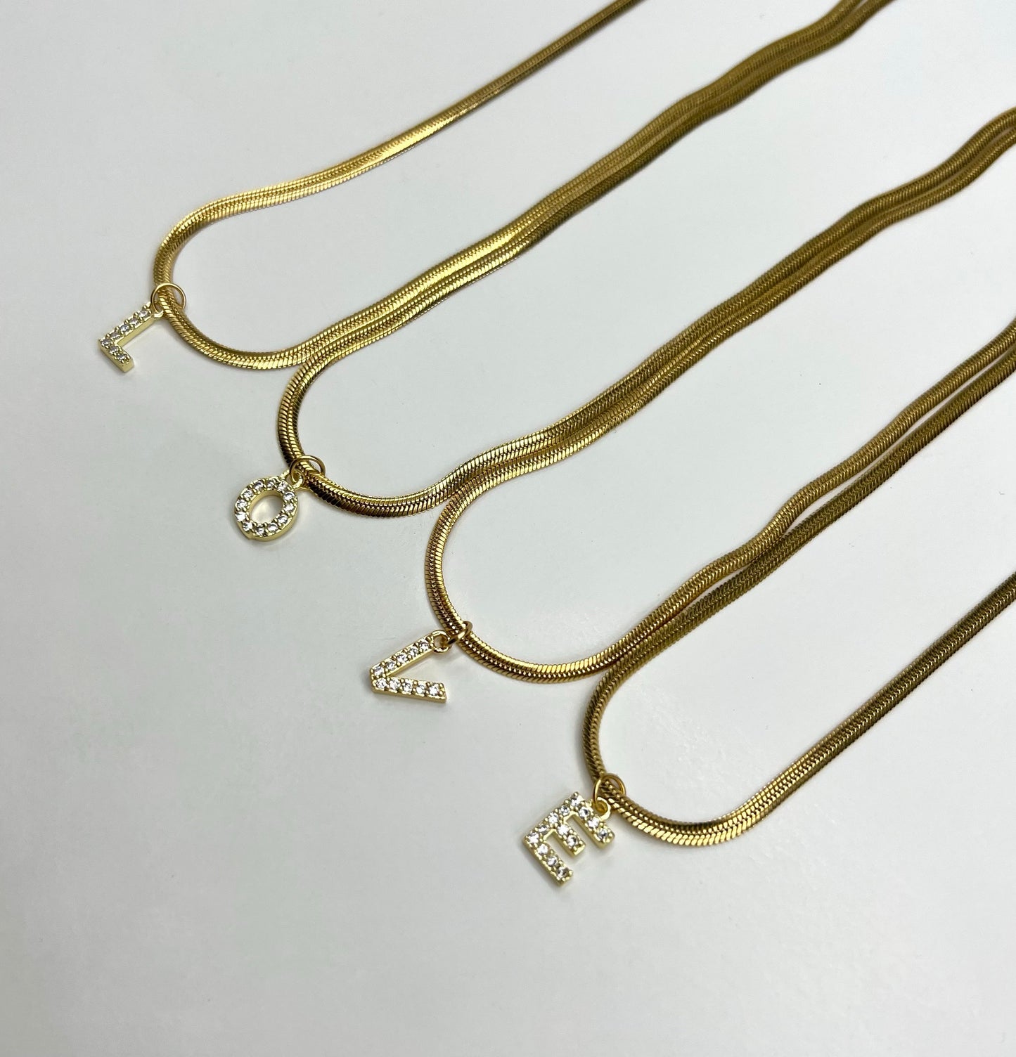 “Initial Herringbone” necklace