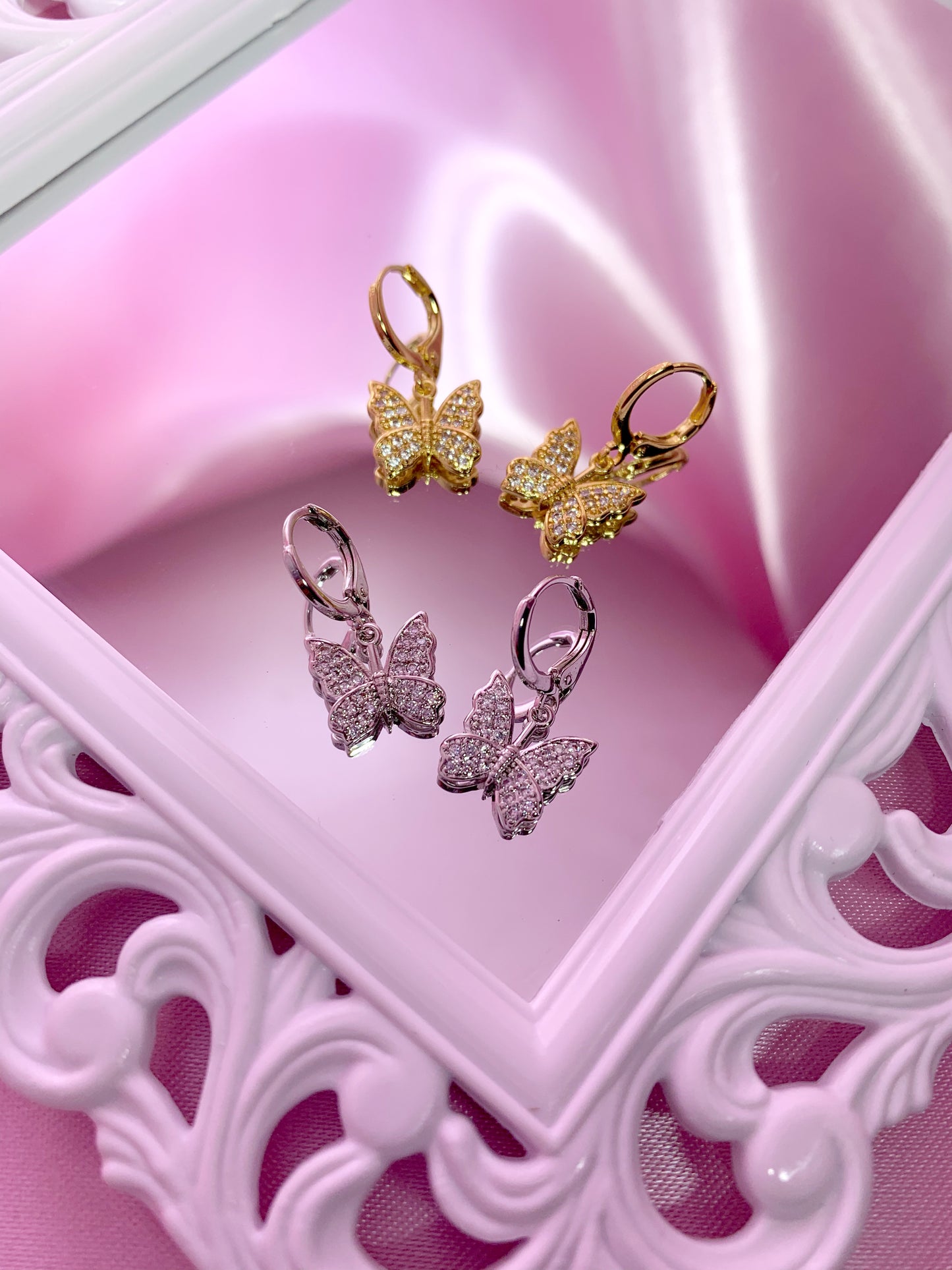 "Bling'd up" butterfly earrings